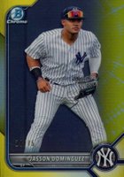 2022 Bowman Chrome Prospects #BCP98 Jasson Dominguez Yellow Refractor Baseball Card