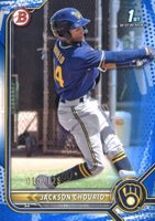 2022 Bowman Paper Prospects #BP79 Jackson Chourio Blue Pattern Baseball Card