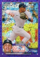 2023 Topps Chrome #132 Oswald Peraza Purple Speckle Refractor Baseball Card