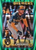 2024 Topps Chrome #161 Jackson Chourio Green Raywave Refractor Baseball Card