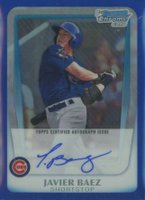 2011 Bowman Chrome Draft Prospect Autographs #JBA Javier Baez Blue Refractor Baseball Card