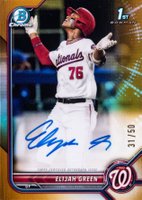 2022 Bowman Draft Chrome Draft Pick Autographs #CDAEG Elijah Green Gold Refractor Baseball Card