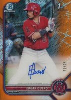 2022 Bowman Chrome Prospect Autographs #CPAEQ Edgar Quero Orange Shimmer Refractor Baseball Card