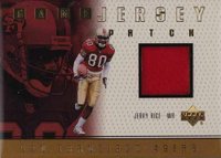 1999 Upper Deck Game Jersey #JR-P Jerry Rice Patch Football Card