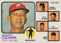 1973 Topps #486o Phillies Manager/ Coaches Orange Background Baseball Card