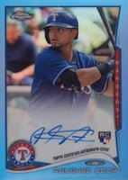 2014 Topps Chrome #BO Rougned Odor Autograph-Blue Refractor Baseball Card