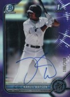 2022 Bowman Chrome Prospect Autographs #CPAKW Kahlil Watson Purple Refractor Baseball Card