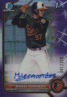 2022 Bowman Chrome Prospect Autographs #CPAMH Maikol Hernandez Purple Refractor Baseball Card