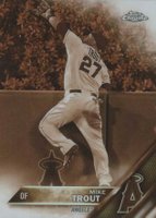 2016 Topps Chrome #1 Mike Trout Jumping-Sepia Refractor Baseball Card