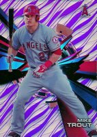 2015 Topps High Tek #HT-MTT Mike Trout Grey Jersey-Grass-Purple Rainbow Baseball Card