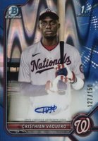2022 Bowman Chrome Prospect Autographs #CPACV Cristhian Vaquero Blue Raywave Refractor Baseball Card
