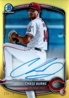 2025 Bowman Chrome Prospect Autographs #CPACB Chase Burns Yellow Refractor Baseball Card