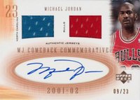 2001 Upper Deck MJ's Back Jersey Dual Autograph #CCDA1 Michael Jordan Basketball Card
