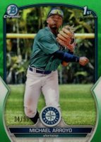 2023 Bowman Chrome Prospects #BCP63 Michael Arroyo Green Refractor Baseball Card