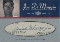 2001 Upper Deck Pinstripe Exclusive Joe DiMaggio #JDC3 Joe DiMaggio Cut-Signature Baseball Card