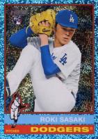 2025 Topps Heritage #224 Roki Sasaki Chrome-Light Blue Sparkle Refractor Baseball Card