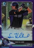 2018 Bowman Prospects Autographs Chrome #SHI Sam Hilliard Purple Refractor Baseball Card