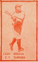 1928 Strip Card # Lou Gehrig Baseball Card