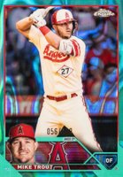 2023 Topps Chrome #27 Mike Trout Aqua Lava Refractor Baseball Card