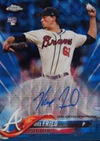 2018 Topps Chrome Rookie Autograph #RA-MF Max Fried Blue Wave Refractor Baseball Card