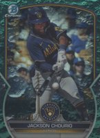 2023 Bowman Draft #BDC156 Jackson Chourio Chrome-Aqua Lunar Crater Baseball Card