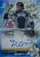 2017 Bowman Draft Chrome Draft Picks Autographs  #CDALC Luis Campusano Blue Wave Refractor Baseball Card