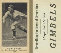 1916 Gimbels #186 Zach Wheat Baseball Card