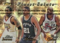 1999 Finest Salute #FS1 Allen Iverson/Tim Duncan/Vince Carter Refractor, w/Coating Basketball Card