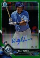 2018 Bowman Chrome Rookie Autograph #BCRAWA Willy Adames Green Refractor Baseball Card