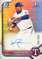 2022 Bowman Draft Chrome Draft Pick Autographs #CDAKR Kumar Rocker Refractor Baseball Card