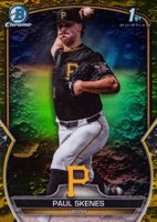 2023 Bowman Draft #BDC14 Paul Skenes Chrome-Yellow Lunar Crater Baseball Card