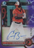 2022 Bowman Chrome Prospect Autographs #CPACBS Collin Burns Purple Refractor Baseball Card