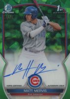 2023 Bowman Sapphire Edition Chrome Prospects Autographs #BSPAMM Matt Mervis Green Baseball Card