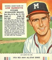 1954 Red Man Tobacco #24 Lew Burdette Baseball Card