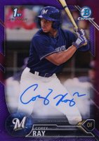 2016 Bowman Draft Chrome Draft Picks Autographs #CDACR Corey Ray Purple Refractor Baseball Card