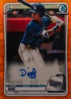 2020 Bowman Chrome Prospect Autographs #CPAJDI Jhon Diaz Orange Refractor Baseball Card