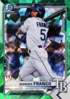 2021 Bowman Sapphire Edition Chrome Prospects #BCP57 Wander Franco Green Baseball Card