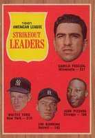 1962 Topps #59 A.L. Strikeout Leaders Baseball Card
