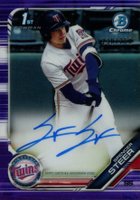 2019 Bowman Draft Chrome Draft Picks Autograph #CDASST Spencer Steer Purple Refractor Baseball Card