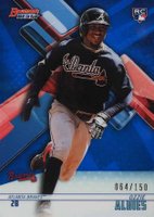 2018 Bowman's Best #54 Ozzie Albies Blue Refractor Baseball Card