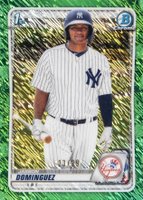 2020 Bowman Chrome Prospects #BCP8 Jasson Dominguez Green Shimmer Baseball Card