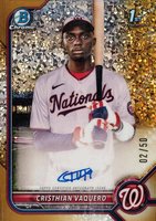 2022 Bowman Chrome Prospect Autographs #CPACV Cristhian Vaquero Gold Mini Diamond Refractor Baseball Card