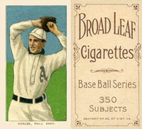 1909 White Borders Broadleaf 350  #264 Harry Krause Pitching Baseball Card