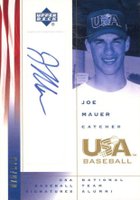 2002 Upper Deck USA Baseball National Team Autograph #JM Joe Mauer Baseball Card