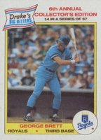 1986 Drake's #14 George Brett Hand Cut Baseball Card