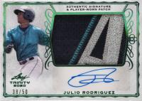 2020 Leaf Trinity Patch Autograph #JR1 Julio Rodriguez Green Baseball Card