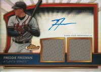 2011 Finest #72 Freddie Freeman Dual Relic Autograph-Refractor Baseball Card