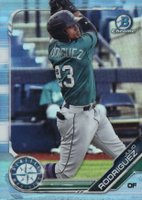 2019 Bowman Draft #BDC60 Julio Rodriguez Chrome-Sky Blue Refractor Baseball Card
