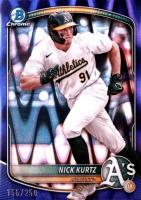 2025 Bowman Chrome Prospects #BCP114 Nick Kurtz Purple Raywave Baseball Card