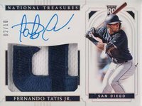 2019 Panini National Treasures #35 Fernando Tatis Jr. Material Signature-Silver Baseball Card